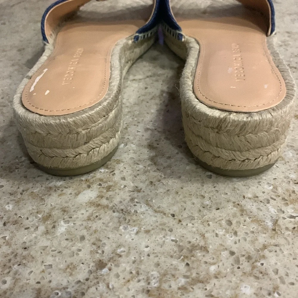 NWOT Veronica Beard Apa buckled denim espadrille slides Size 8